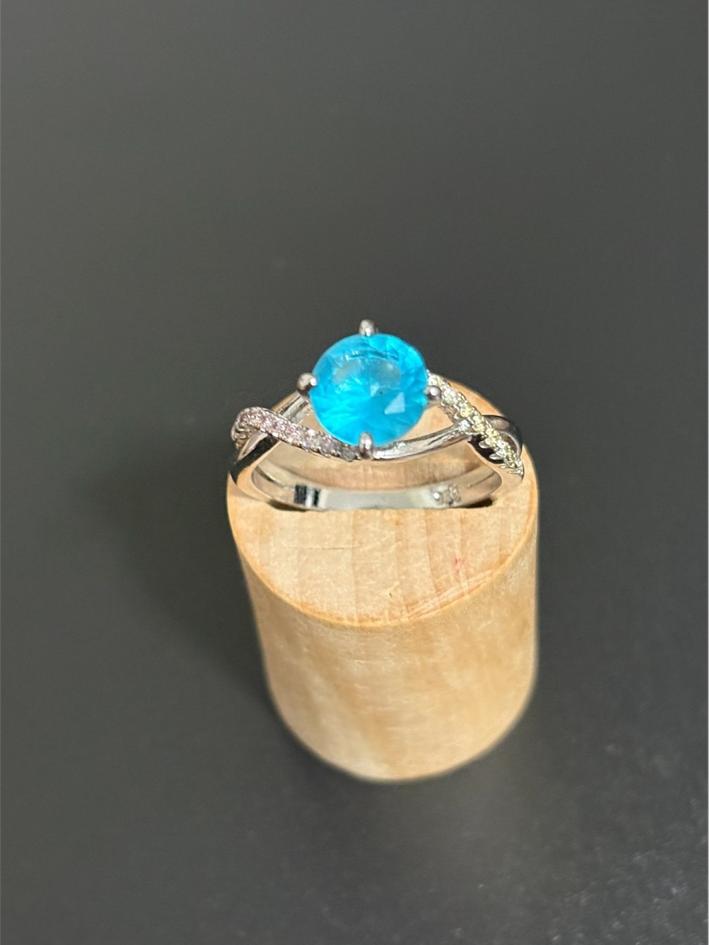 Sea Blue Gemstone Twist Ring